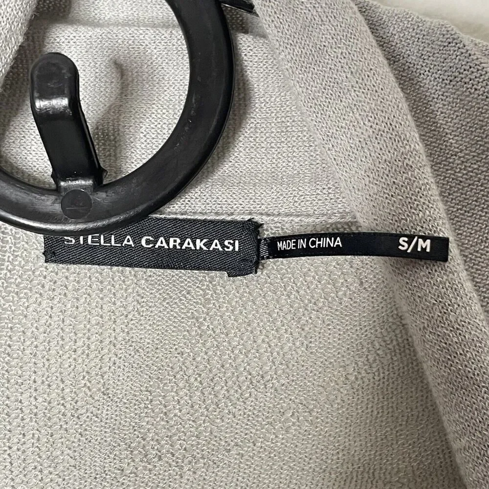 Stella Carakasi Open Front Cardigan S/M Lyocell‎ Cotton Olive Textured Knit